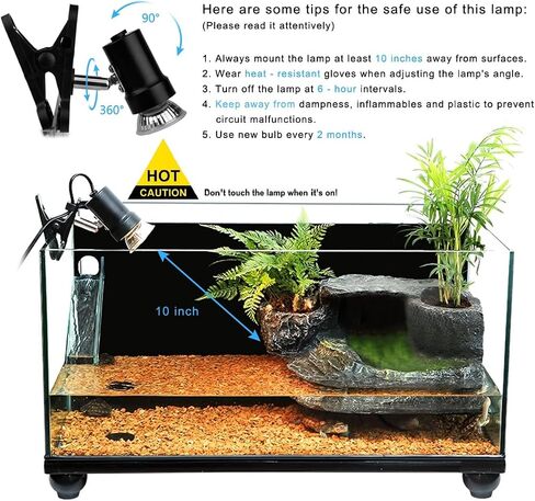 DOMICA Reptile Heat Lamp with 50W UVA UVB Light Bulb, Basking Spot Light Simulated Sunlight, Heating Lamp for Turtle, Lizard, Snake, Beared Dragon, Amphibians in Kuwait