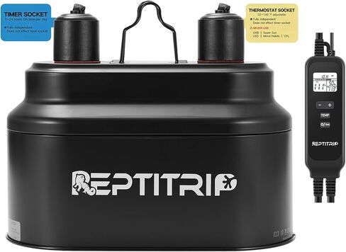 Dual Reptile Light Fixture with Switches, Reptile Heat Lamp Fixture, Reptiles Terrarium UVB Bulb Fixture for Bearded Dragon, Max 160W Each (Bulb Not Included) in Saudi Arabia