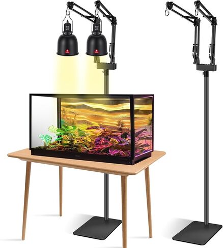 DXOPHIEX Dual Reptile Lamp Stand Reptile Light Stand with 2 Brackets in Kuwait