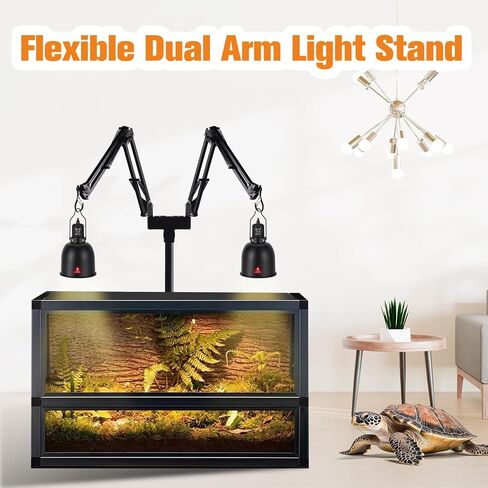 DXOPHIEX Dual Reptile Lamp Stand Reptile Light Stand with 2 Brackets in Kuwait