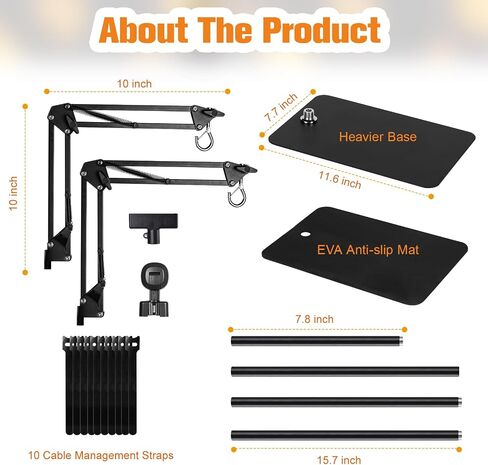 DXOPHIEX Dual Reptile Lamp Stand Reptile Light Stand with 2 Brackets in Kuwait