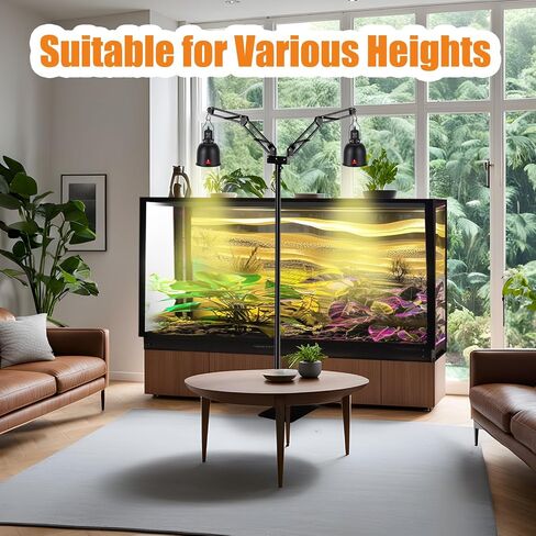 DXOPHIEX Dual Reptile Lamp Stand Reptile Light Stand with 2 Brackets in Kuwait