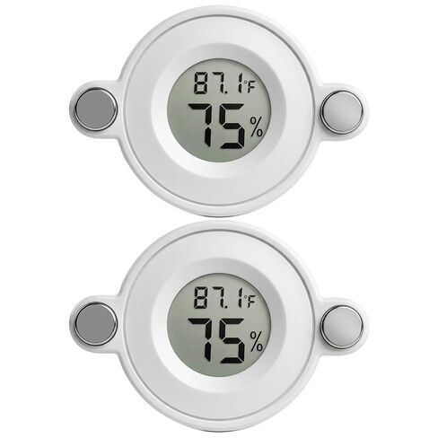 2PCS Magnetic Temperature and Humidity Monitor for Jumping Spider Enclosure Accessories Digital Thermometer Hygrometer Reptile Tank Humidity Gauge for Gecko, Bearded Dragon (Round) in Kuwait