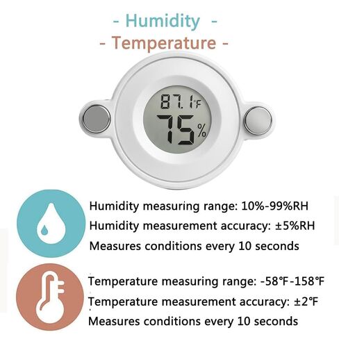 2PCS Magnetic Temperature and Humidity Monitor for Jumping Spider Enclosure Accessories Digital Thermometer Hygrometer Reptile Tank Humidity Gauge for Gecko, Bearded Dragon (Round) in Kuwait