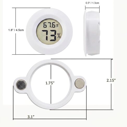 2PCS Magnetic Temperature and Humidity Monitor for Jumping Spider Enclosure Accessories Digital Thermometer Hygrometer Reptile Tank Humidity Gauge for Gecko, Bearded Dragon (Round) in Kuwait