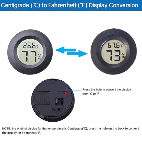 2PCS Magnetic Temperature and Humidity Monitor for Jumping Spider Enclosure Accessories Digital Thermometer Hygrometer Reptile Tank Humidity Gauge for Gecko, Bearded Dragon (Round) in Kuwait