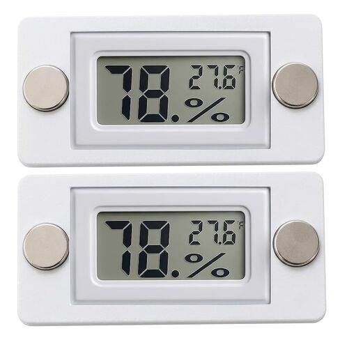 2PCS White Magnetic Temperature and Humidity Monitor for Jumping Spider Enclosure Accessories Digital Thermometer Hygrometer Reptile Tank Humidity Gauge for Gecko, Bearded Dragon in Kuwait
