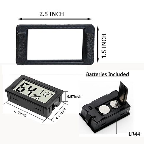 2PCS Magnetic Temperature and Humidity Monitor for Jumping Spider Enclosure Accessories Digital Thermometer and Humidity Gauge for Reptile Gecko Bearded Dragon (Rectangular) in Kuwait