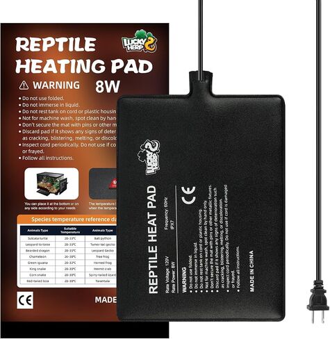 LUCKY HERP Reptile Heat Pad 8x18 Inch 24W Under Tank Terrarium Heating Mat, Reptile Heat Mat, Reptile Heating Pad for Turtle, Lizard, Hermit Crab, Frog, Snake in Saudi Arabia