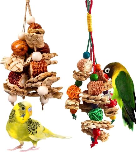 2pcs Bird Toys for Parakeets,Parrot Cage Chewing Hanging Toy in Kuwait