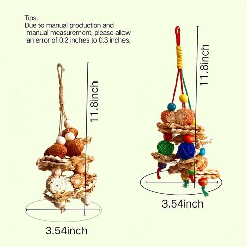 2pcs Bird Toys for Parakeets,Parrot Cage Chewing Hanging Toy in Kuwait