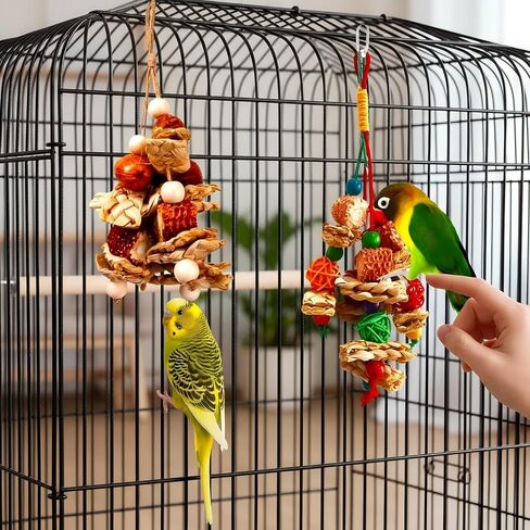2pcs Bird Toys for Parakeets,Parrot Cage Chewing Hanging Toy in Kuwait