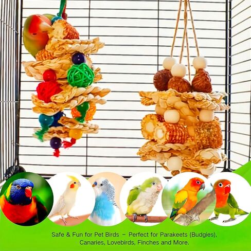 2pcs Bird Toys for Parakeets,Parrot Cage Chewing Hanging Toy in Kuwait