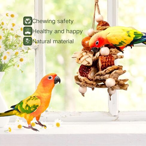 2pcs Bird Toys for Parakeets,Parrot Cage Chewing Hanging Toy in Kuwait