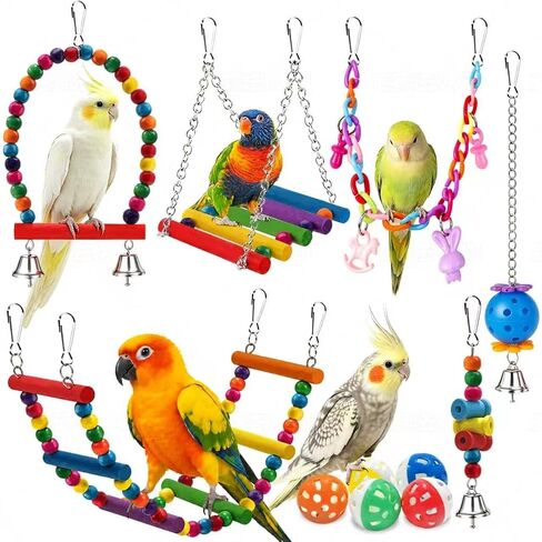 Bird Toys for Parakeets Parrots Conures Budgies with Swing Hammock Ladder in Kuwait
