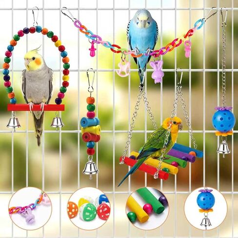 Bird Toys for Parakeets Parrots Conures Budgies with Swing Hammock Ladder in Kuwait