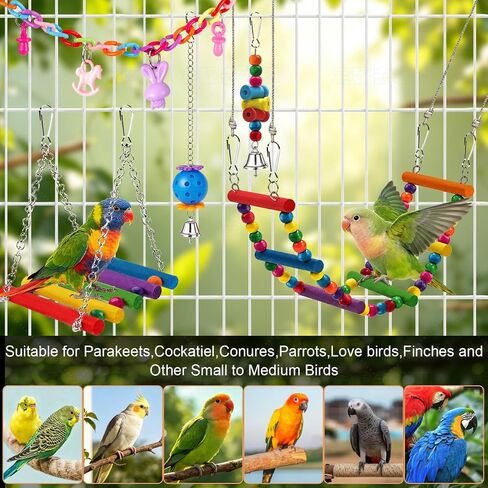 Bird Toys for Parakeets Parrots Conures Budgies with Swing Hammock Ladder in Kuwait