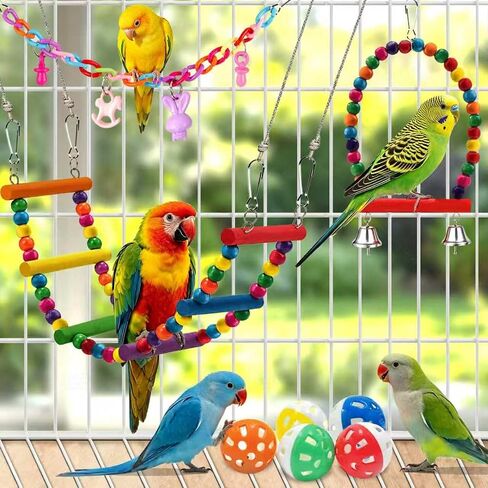 Bird Toys for Parakeets Parrots Conures Budgies with Swing Hammock Ladder in Kuwait