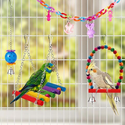 Bird Toys for Parakeets Parrots Conures Budgies with Swing Hammock Ladder in Kuwait
