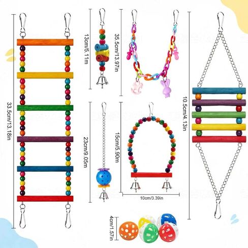 Bird Toys for Parakeets Parrots Conures Budgies with Swing Hammock Ladder in Kuwait