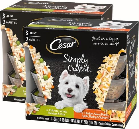 Cesar Simply Crafted Dog Food Topper, Chicken Pack, 1.3 oz, 8 Count, 2-Pack in Saudi Arabia