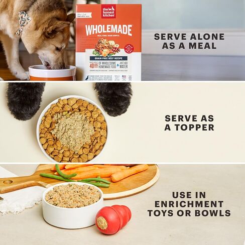 The Honest Kitchen Wholemade Whole Grain Chicken Recipe, Human Grade Dehydrated Dog Food, Just Add Water, Supports Digestion, Skin & Coat, Topper for Dry or Wet Dog Food, 10 lb Box Makes 40 lbs in Saudi Arabia