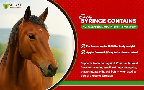 Ivermectin Horse Paste 1.87% – Apple Flavored – 6.08g Tube – for Horses Up to 1250 lb - 1 Pack in Saudi Arabia