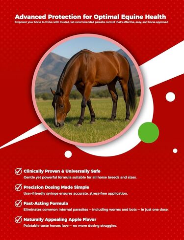 Ivermectin Horse Paste 1.87% – Apple Flavored – 6.08g Tube – for Horses Up to 1250 lb - 1 Pack in Saudi Arabia