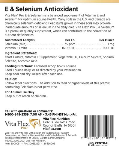 Vita Flex Pro E & Selenium Supplement for Horses, 64-Day Supply in Kuwait