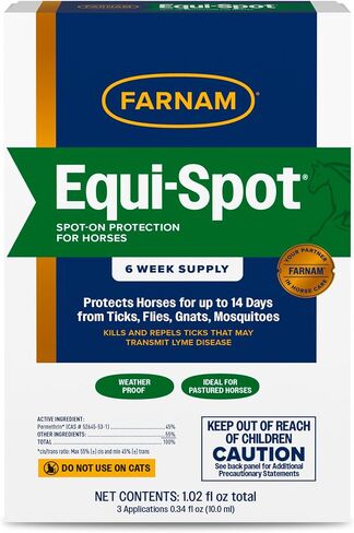Farnam Equi-Spot، التحكم في ذباب الخيل، حماية طويلة الأمد، 6 تطبيقات، كمية كافية لمدة 12 أسبوعًا لحصان واحد in Kuwait