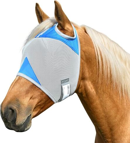 Horse Fly Mask Without Ears, UV Block Breathable Mesh (Blue, L) in Kuwait