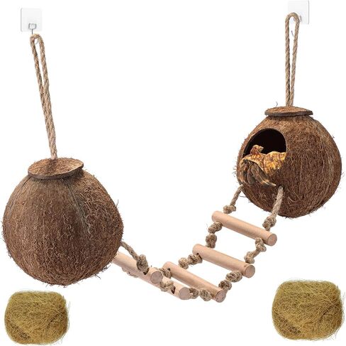 HERCOCCI Gecko Tank Accessories, Hermit Crab Toys Coconut Shell in Saudi Arabia