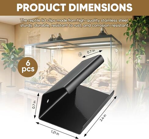 Reptile Terrarium Covers Heavy Duty Screen Clips 6 Pack for 5-29 Gallons in Kuwait