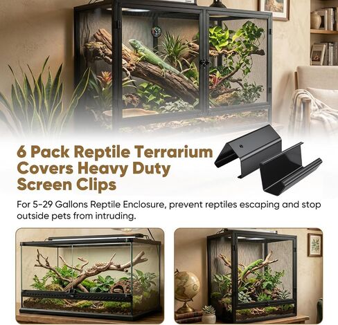 Reptile Terrarium Covers Heavy Duty Screen Clips 6 Pack for 5-29 Gallons in Kuwait
