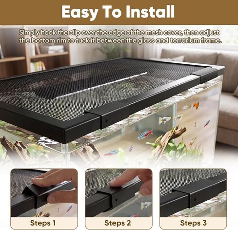 Reptile Terrarium Covers Heavy Duty Screen Clips 6 Pack for 5-29 Gallons in Kuwait