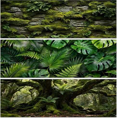 3 Pack 48"x24" Reptile Terrarium Background for Bearded Dragon Tank, 40-120 Gallon Aquarium Tank Decor with Non-Reflective Polyester Fabric,Green Turtle Back Leaf Moss Ancient Tree Background S023 in Saudi Arabia