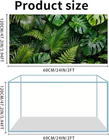 3 Pack 48"x24" Reptile Terrarium Background for Bearded Dragon Tank, 40-120 Gallon Aquarium Tank Decor with Non-Reflective Polyester Fabric,Green Turtle Back Leaf Moss Ancient Tree Background S023 in Saudi Arabia