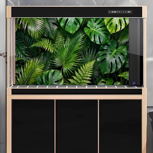 3 Pack 48"x24" Reptile Terrarium Background for Bearded Dragon Tank, 40-120 Gallon Aquarium Tank Decor with Non-Reflective Polyester Fabric,Green Turtle Back Leaf Moss Ancient Tree Background S023 in Saudi Arabia