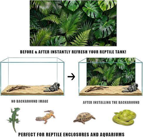 3 Pack 48"x24" Reptile Terrarium Background for Bearded Dragon Tank, 40-120 Gallon Aquarium Tank Decor with Non-Reflective Polyester Fabric,Green Turtle Back Leaf Moss Ancient Tree Background S023 in Saudi Arabia