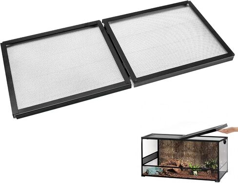 Hinged Terrarium Screen Cover for 20 Long/29/37 Gallon, 30.6" x 13", Black in Saudi Arabia