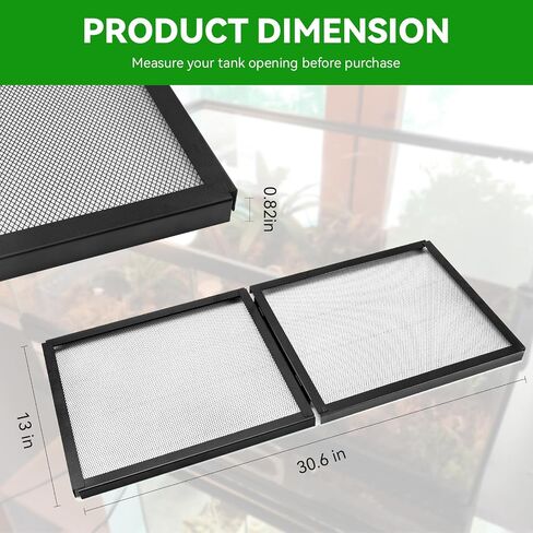 Hinged Terrarium Screen Cover for 20 Long/29/37 Gallon, 30.6" x 13", Black in Saudi Arabia