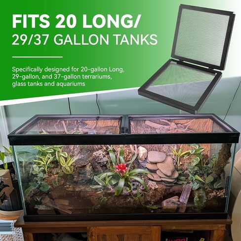Hinged Terrarium Screen Cover for 20 Long/29/37 Gallon, 30.6" x 13", Black in Saudi Arabia