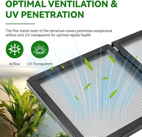 Hinged Terrarium Screen Cover for 20 Long/29/37 Gallon, 30.6" x 13", Black in Saudi Arabia