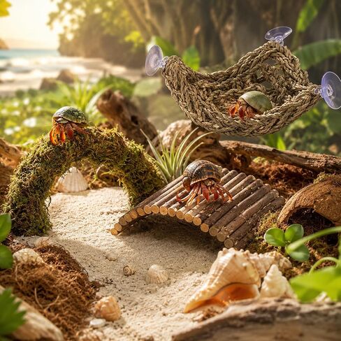 HERCCOCCI Hermit Crab Accessories, Hermit Crab Toys Flexible Climbing Bridge Reptile Hammock Habitat Decor for Hermit Crabs Leopard Geckos Crested Tortoise Snake in Saudi Arabia