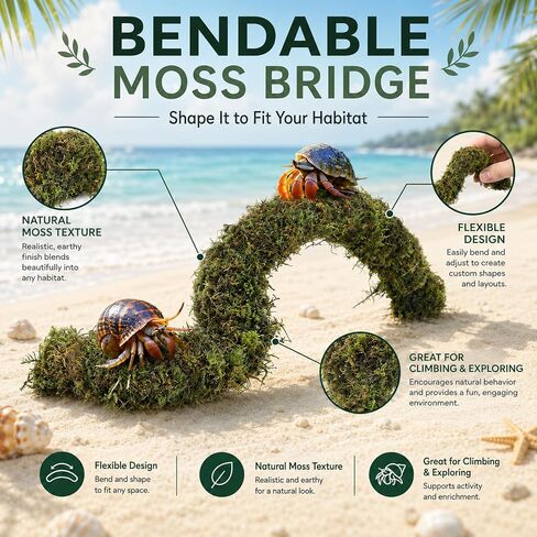 HERCCOCCI Hermit Crab Accessories, Hermit Crab Toys Flexible Climbing Bridge Reptile Hammock Habitat Decor for Hermit Crabs Leopard Geckos Crested Tortoise Snake in Saudi Arabia