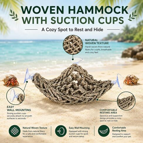 HERCCOCCI Hermit Crab Accessories, Hermit Crab Toys Flexible Climbing Bridge Reptile Hammock Habitat Decor for Hermit Crabs Leopard Geckos Crested Tortoise Snake in Saudi Arabia