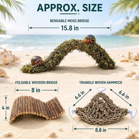 HERCCOCCI Hermit Crab Accessories, Hermit Crab Toys Flexible Climbing Bridge Reptile Hammock Habitat Decor for Hermit Crabs Leopard Geckos Crested Tortoise Snake in Saudi Arabia