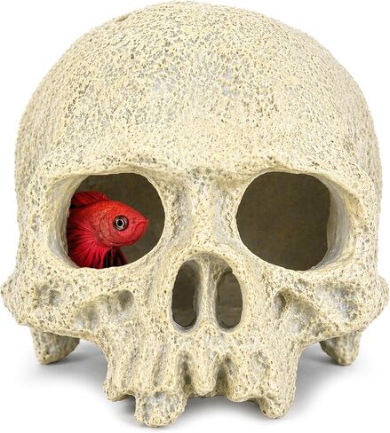 Skull Fish Tank Decor, Gothic Aquarium Hide - Resin Reptile Cave in Kuwait