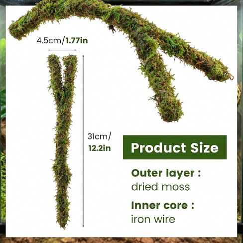 12.2 Inch Moss Vine for Hermit Crabs and Snails, Simulation Moss Rope Climbing Toy, Adjustable Terrarium Decor for Hermit Crab Habitat, Also for Leopard Gecko, Lizards, Frogs, and Small Snakes in Kuwait