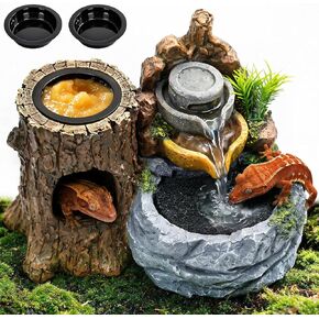 3-in-1 Reptile Water Fountain 550ML with Food Dish & Hideout in Kuwait